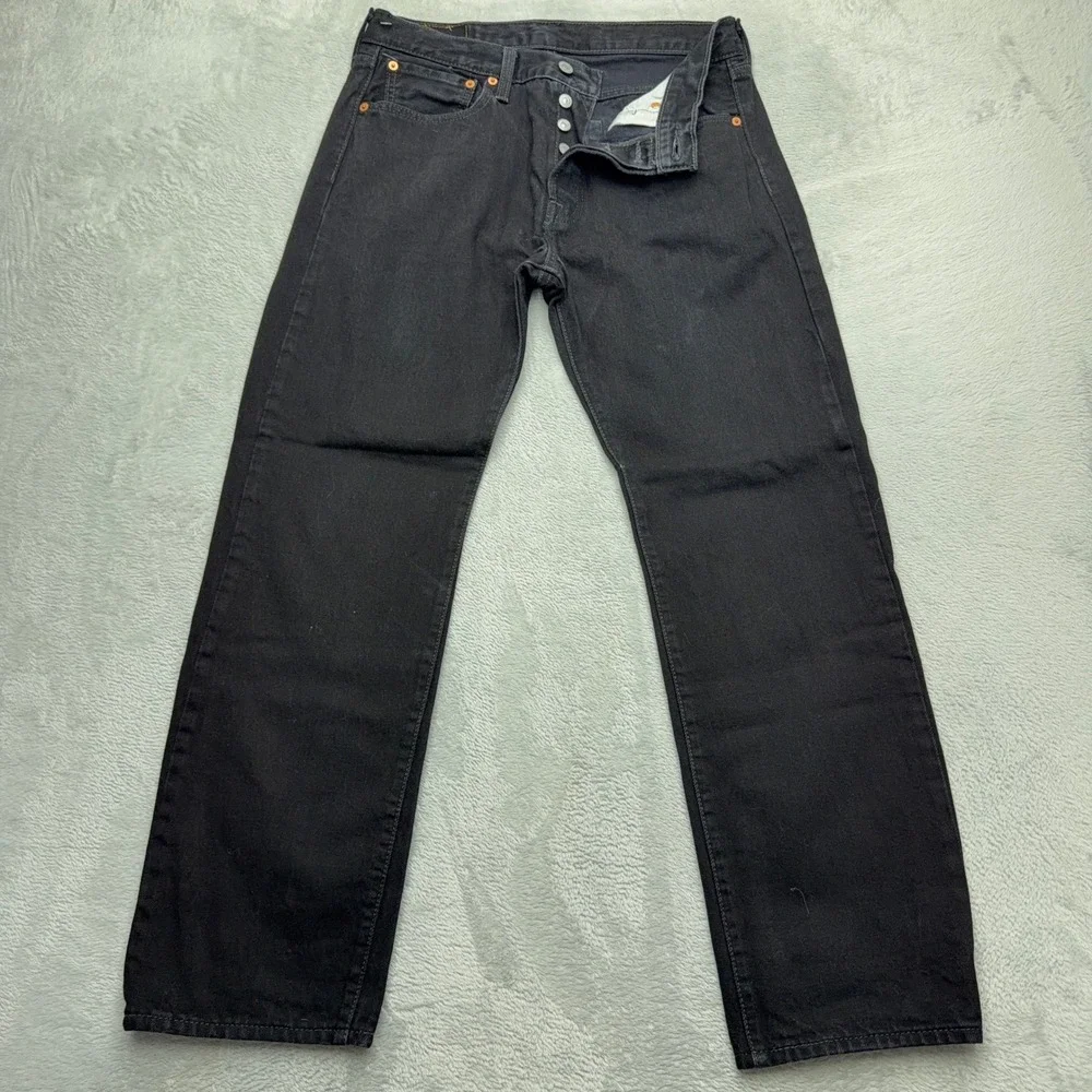 Levi's Jeans Mens 32x30 Black 501 Original Fit Straight Leg Button Fly Denim